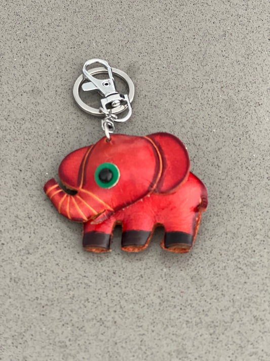 Red Elephant Leather Bag Charm