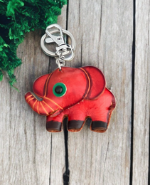 Red Elephant Leather Bag Charm