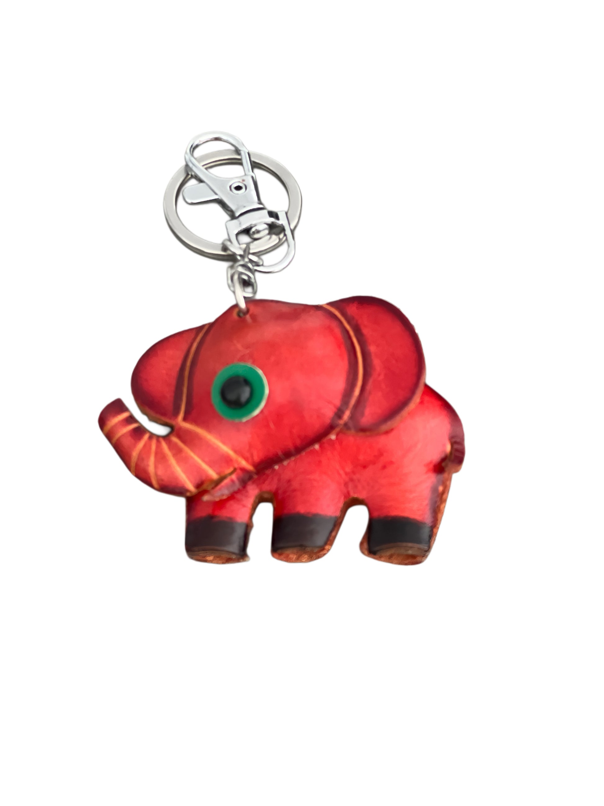 Red Elephant Leather Bag Charm