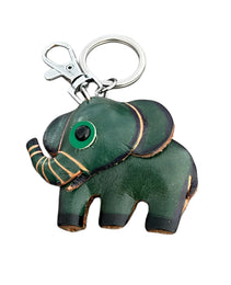 Green Elephant Leather Bag Charm