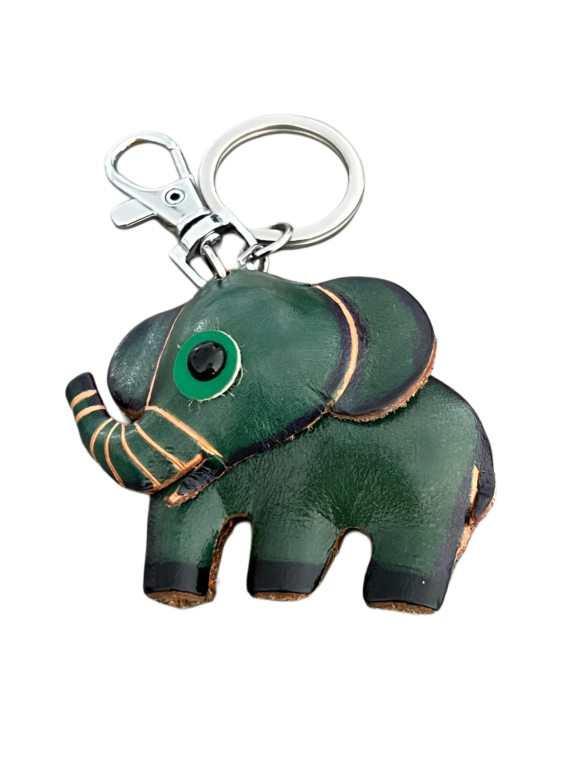 Green Elephant Leather Bag Charm