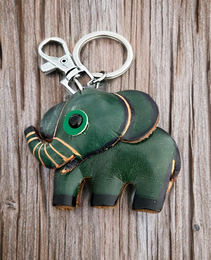Green Elephant Leather Bag Charm