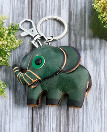 Green Elephant Leather Bag Charm