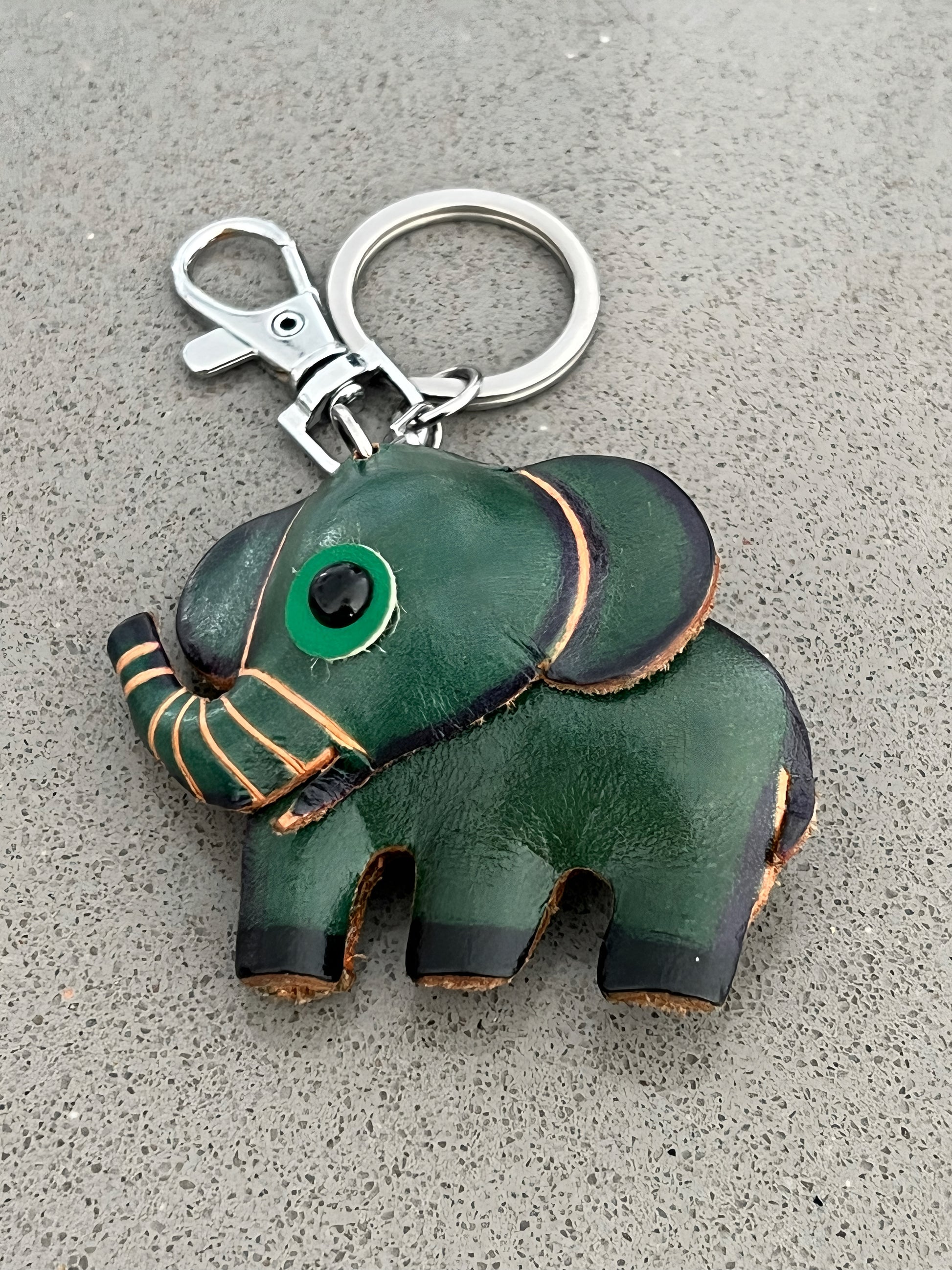 Green Elephant Leather Bag Charm