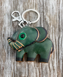 Green Elephant Leather Bag Charm